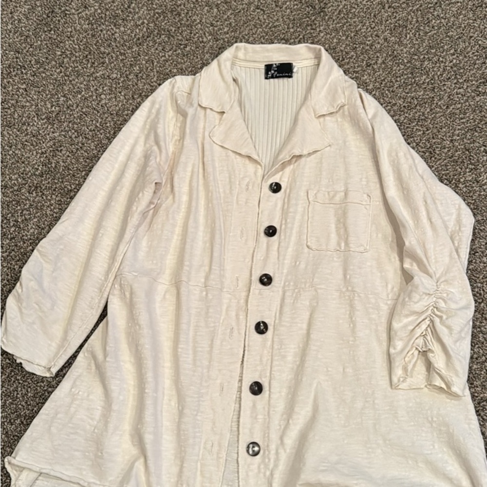 Light Cream Button-Up Tunic Jacket